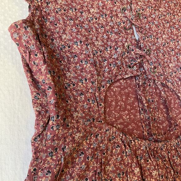 American Eagle Outfitters Women Dress M Mauve Floral Fit & Flare Cottagecore - Picture 10 of 11